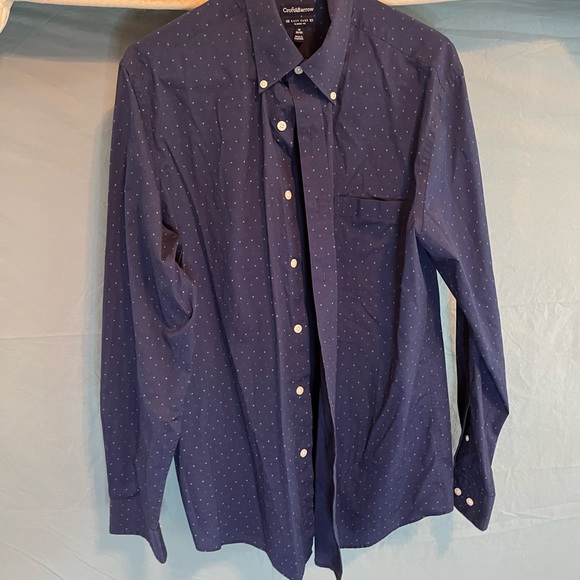 Mens (16) 34/35 Classic Fit CROFT & BARROW NAVY BLUE BUTTON UP SHORT SLEEVED - Picture 3 of 6